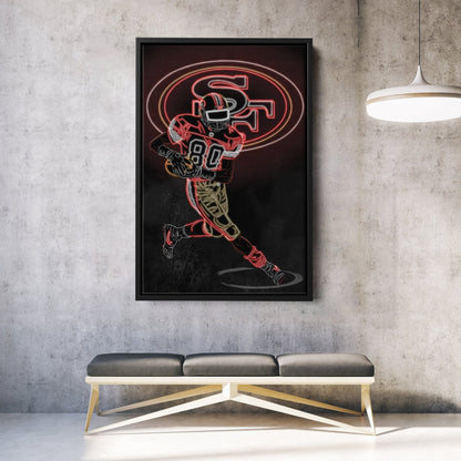 Jerry Rice Neon Canvas Art | 49ers Wall Decor