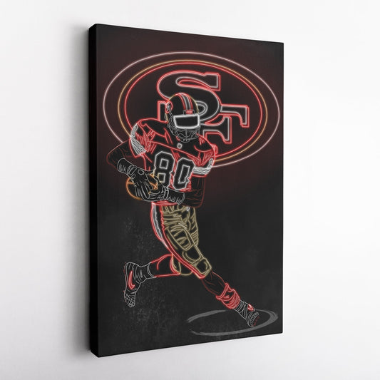 Jerry Rice Neon Canvas Art | 49ers Wall Decor
