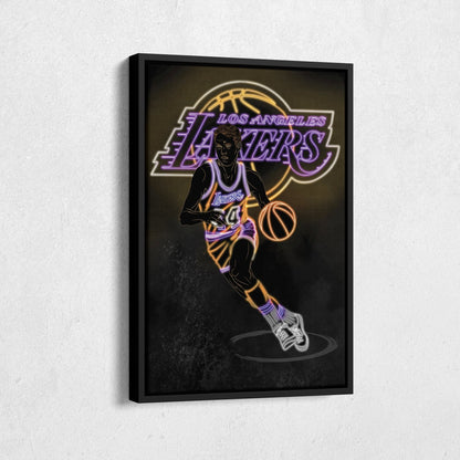 Jerry West Neon Canvas Art | Lakers Wall Decor