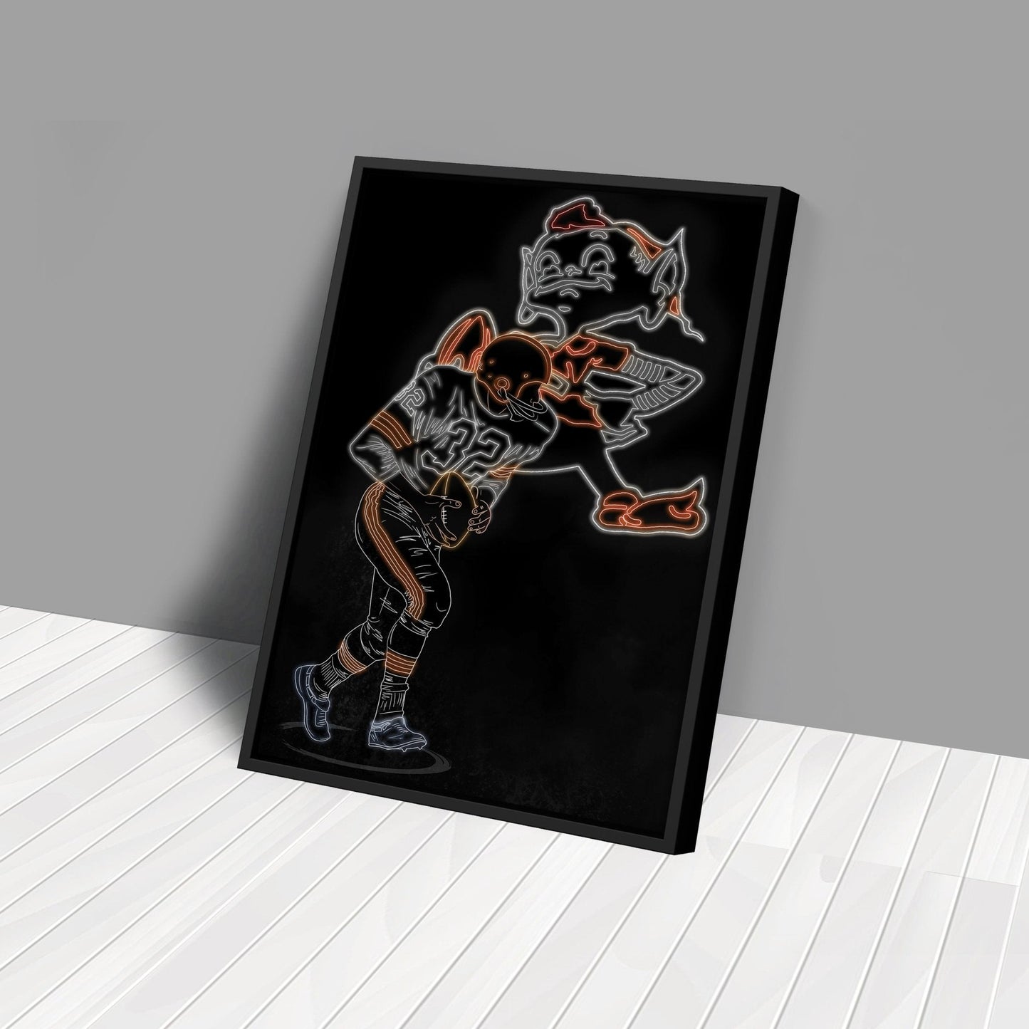 Jim Brown Neon Canvas Art | Browns Wall Decor
