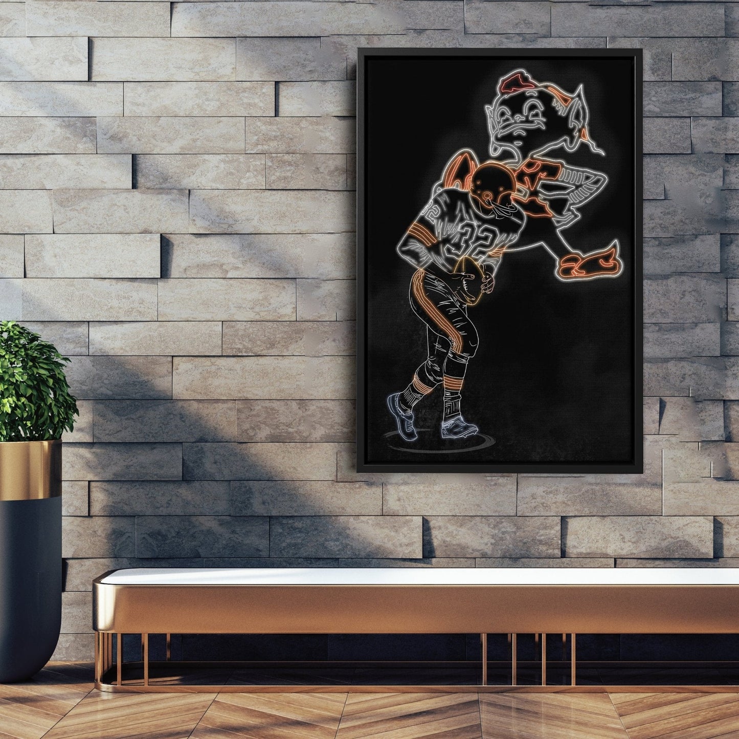 Jim Brown Neon Canvas Art | Browns Wall Decor