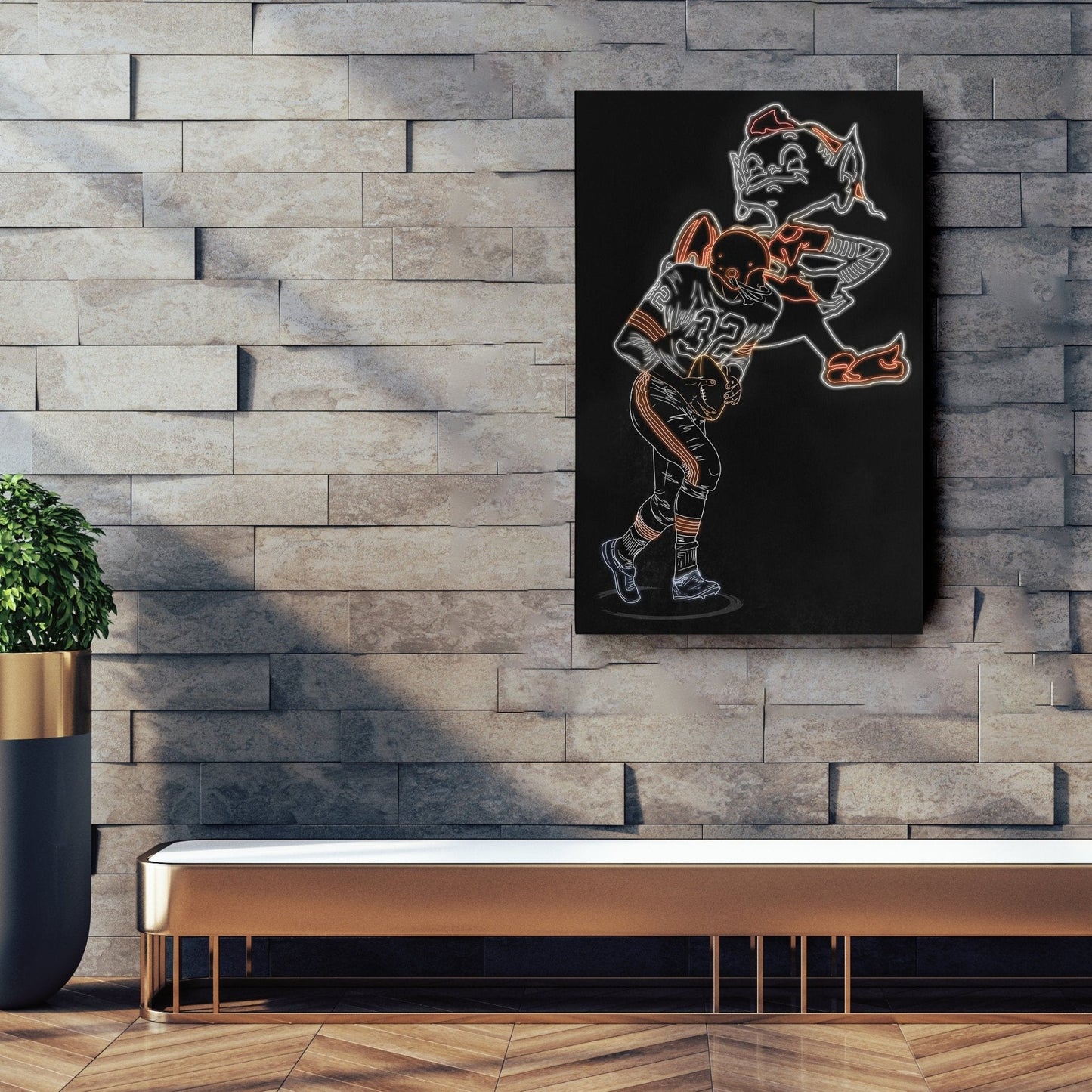 Jim Brown Neon Canvas Art | Browns Wall Decor