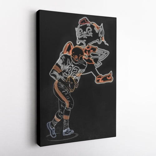 Jim Brown Neon Canvas Art | Browns Wall Decor