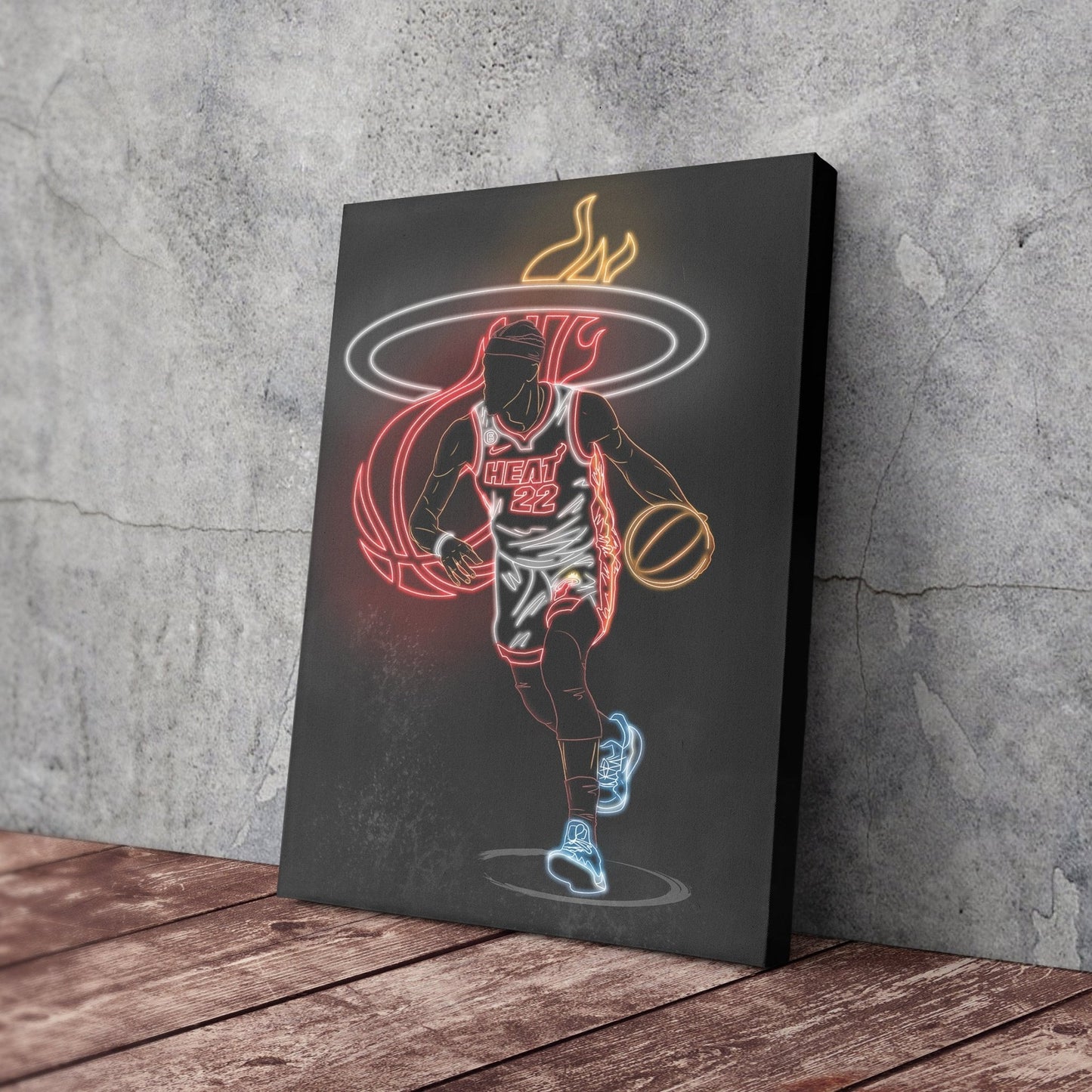 Jimmy Butler Neon Canvas Art | Heat Wall Decor