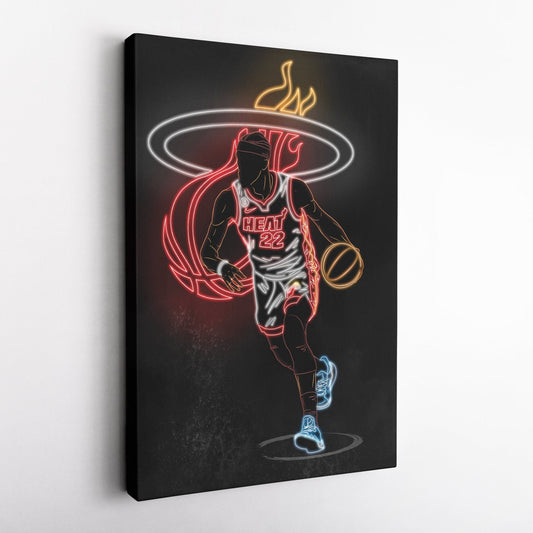 Jimmy Butler Neon Canvas Art | Heat Wall Decor