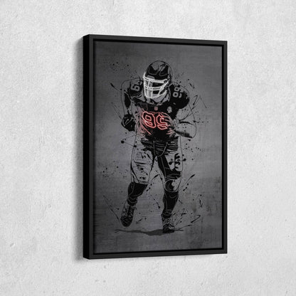 J.J. Watt Neon Canvas Art | Modern Wall Decor for Cardinals Fans