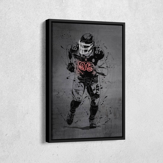 J.J. Watt Neon Canvas Art | Modern Wall Decor for Cardinals Fans