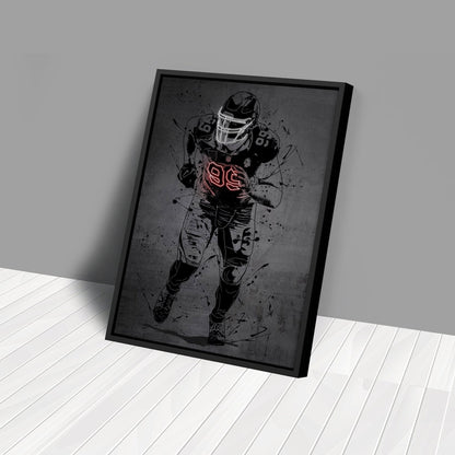 J.J. Watt Neon Canvas Art | Modern Wall Decor for Cardinals Fans
