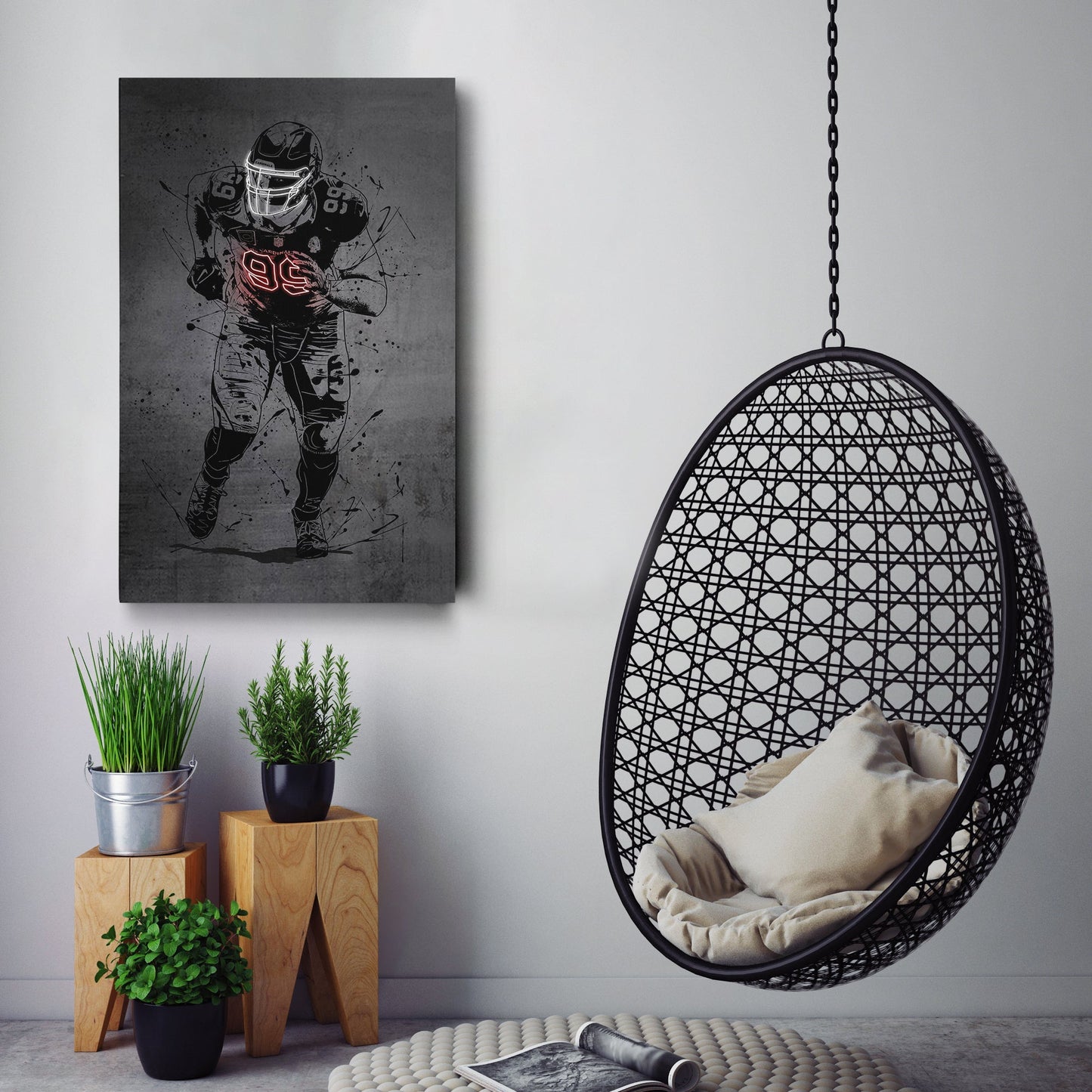 J.J. Watt Neon Canvas Art | Modern Wall Decor for Cardinals Fans