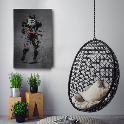 J.J. Watt Neon Canvas Art | Modern Wall Decor for Cardinals Fans