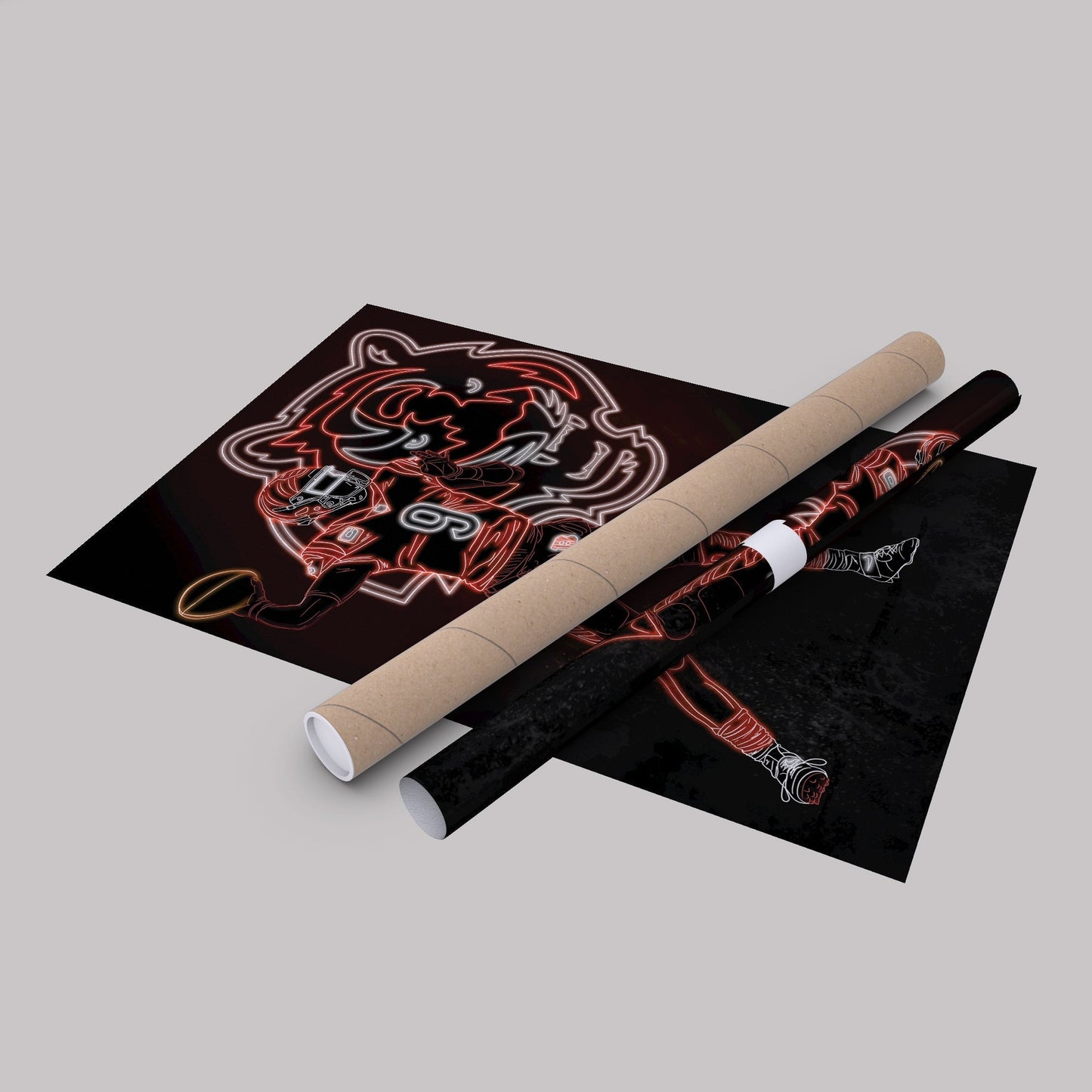 Joe Burrow Neon Canvas Art | Bengals Wall Decor