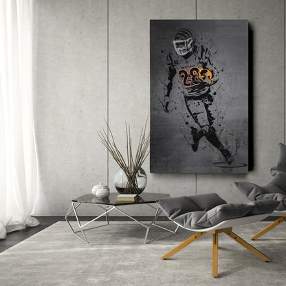 Joe Mixon Neon Canvas Art | Modern Wall Decor for Bengals Fans