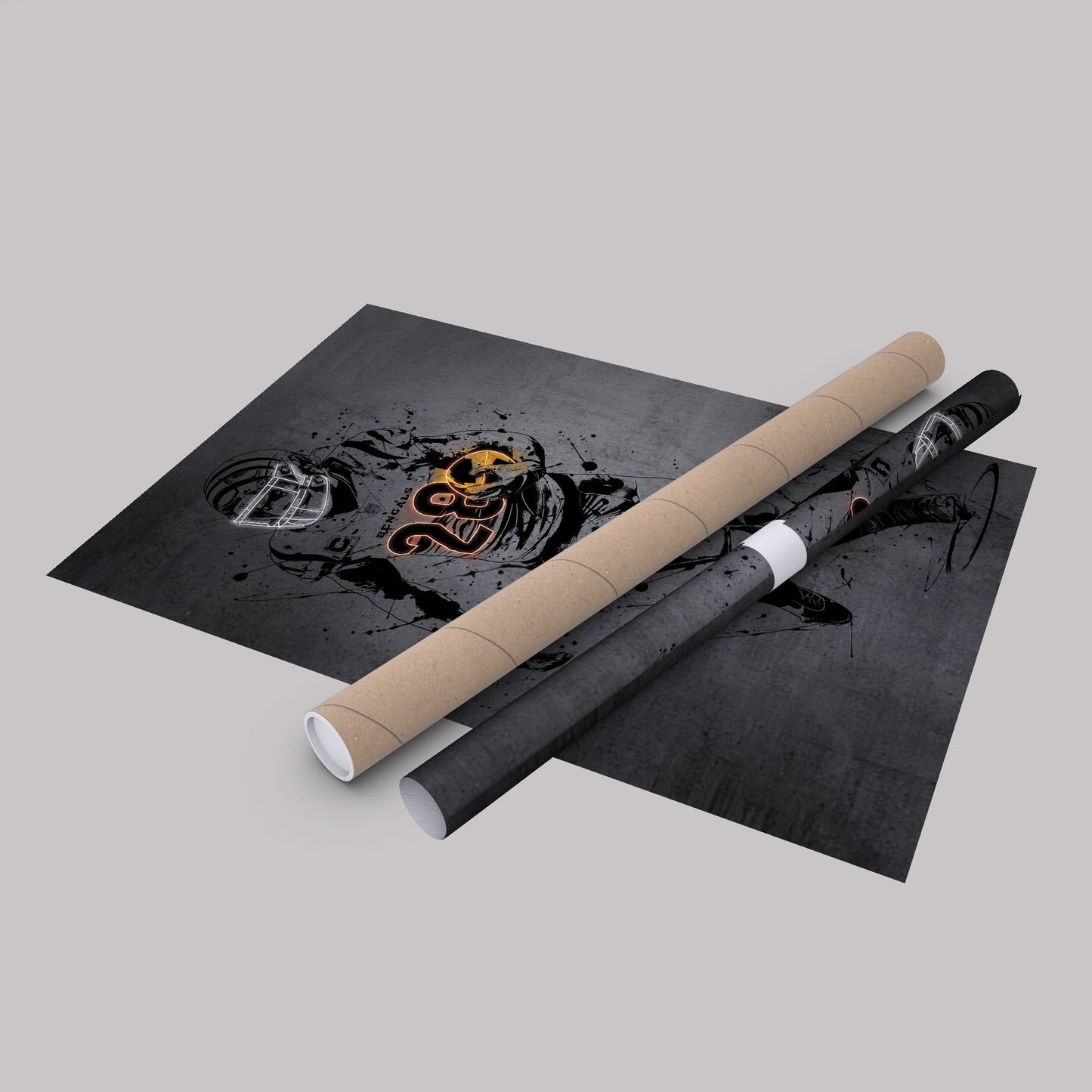 Joe Mixon Neon Canvas Art | Modern Wall Decor for Bengals Fans