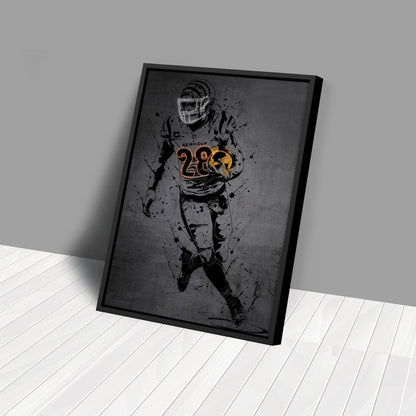 Joe Mixon Neon Canvas Art | Modern Wall Decor for Bengals Fans