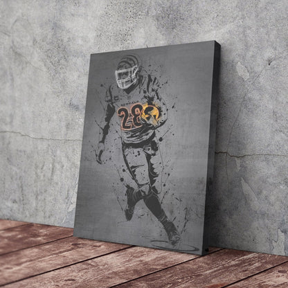 Joe Mixon Neon Canvas Art | Modern Wall Decor for Bengals Fans