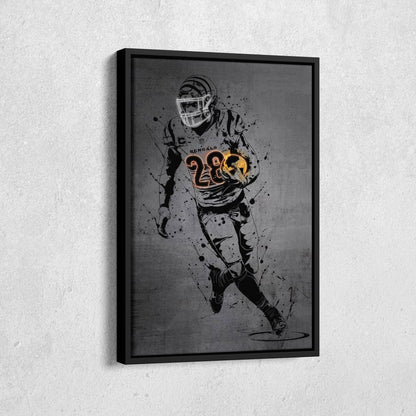 Joe Mixon Neon Canvas Art | Modern Wall Decor for Bengals Fans