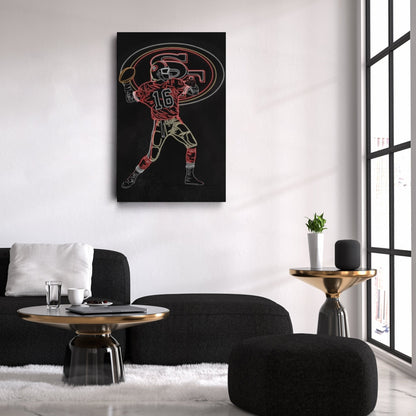 Joe Montana Neon Canvas Art | 49ers Wall Decor