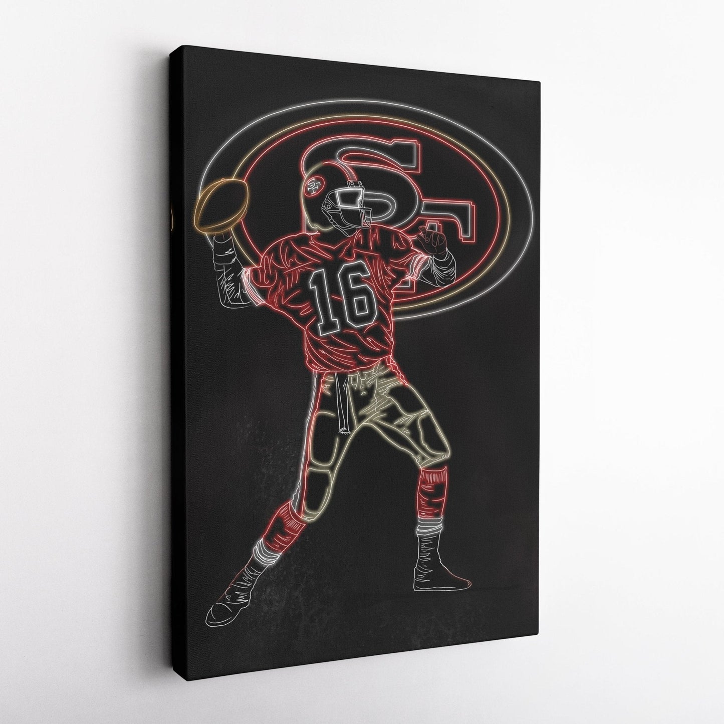 Joe Montana Neon Canvas Art | 49ers Wall Decor