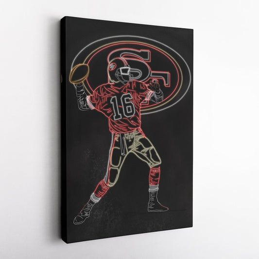 Joe Montana Neon Canvas Art | 49ers Wall Decor