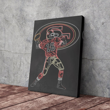 Joe Montana Neon Canvas Art | 49ers Wall Decor