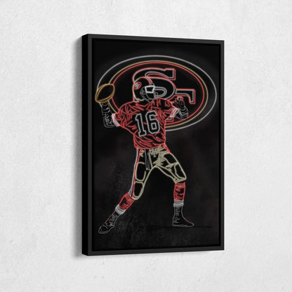 Joe Montana Neon Canvas Art | 49ers Wall Decor