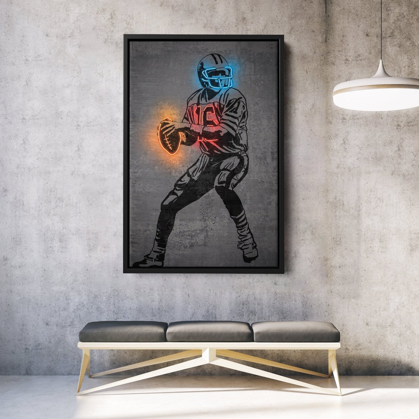 Joe Montana Neon Canvas Art | Modern Wall Decor for 49ers Fans