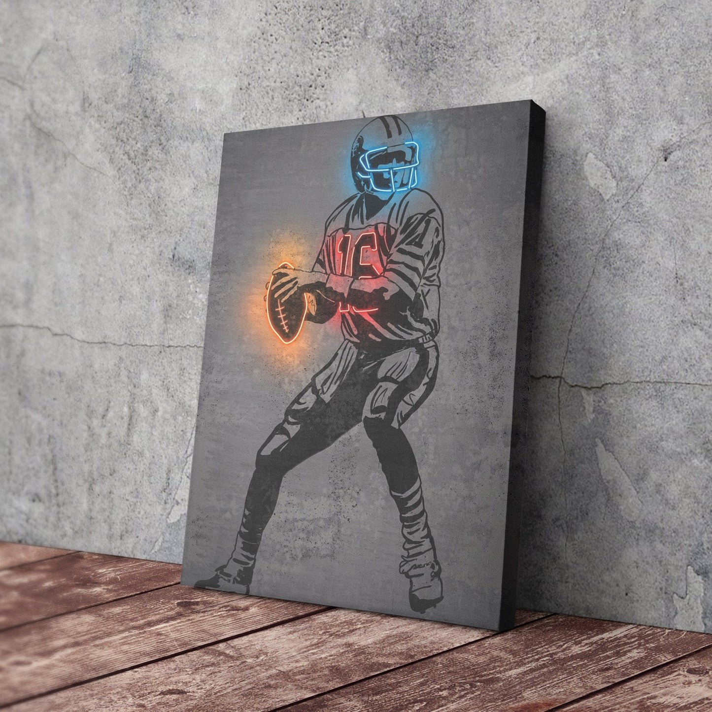 Joe Montana Neon Canvas Art | Modern Wall Decor for 49ers Fans