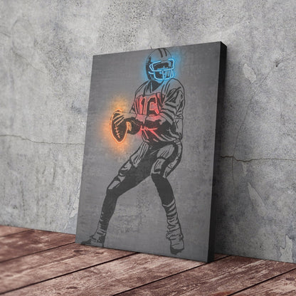 Joe Montana Neon Canvas Art | Modern Wall Decor for 49ers Fans