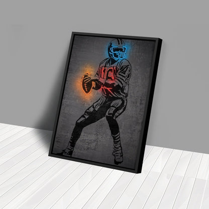 Joe Montana Neon Canvas Art | Modern Wall Decor for 49ers Fans