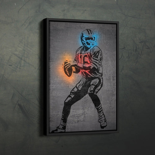 Joe Montana Neon Canvas Art | Modern Wall Decor for 49ers Fans