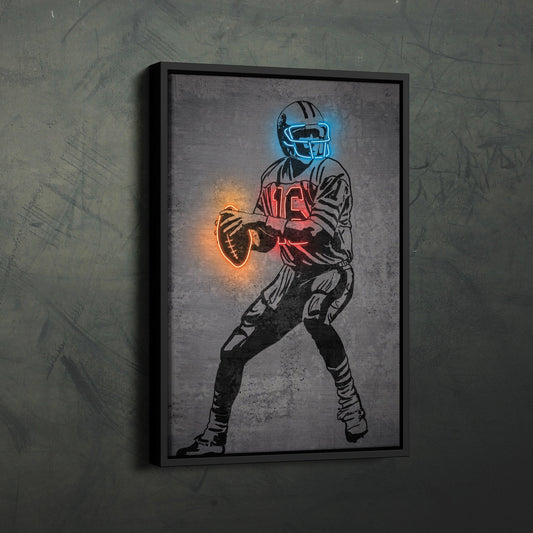 Joe Montana Neon Canvas Art | Modern Wall Decor for 49ers Fans