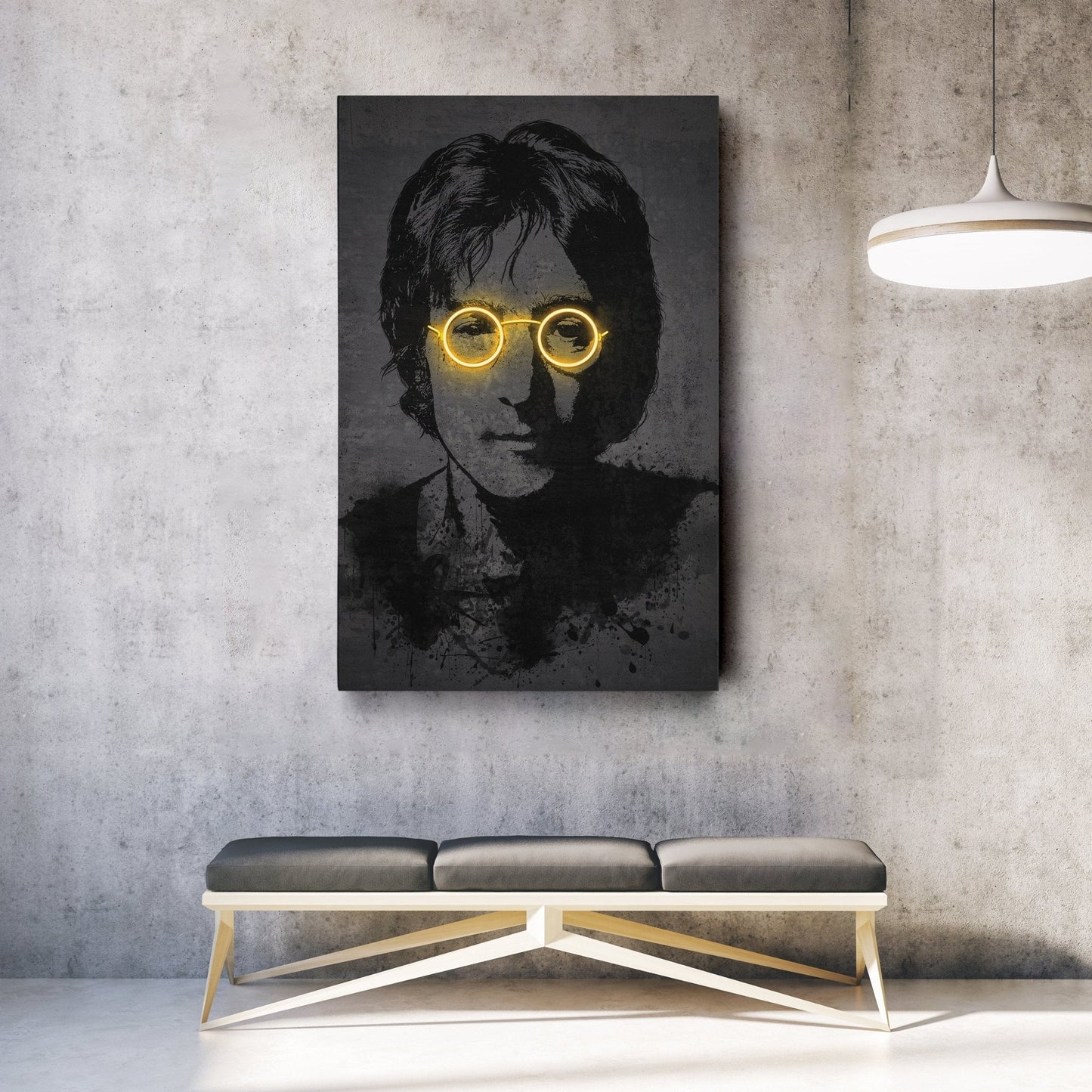 John Lennon Neon Canvas Art | Music Wall Decor