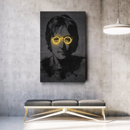John Lennon Neon Canvas Art | Music Wall Decor