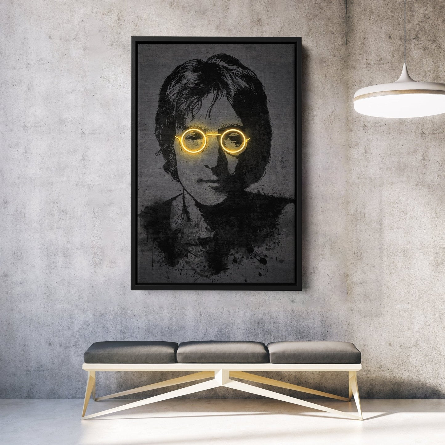John Lennon Neon Canvas Art | Music Wall Decor