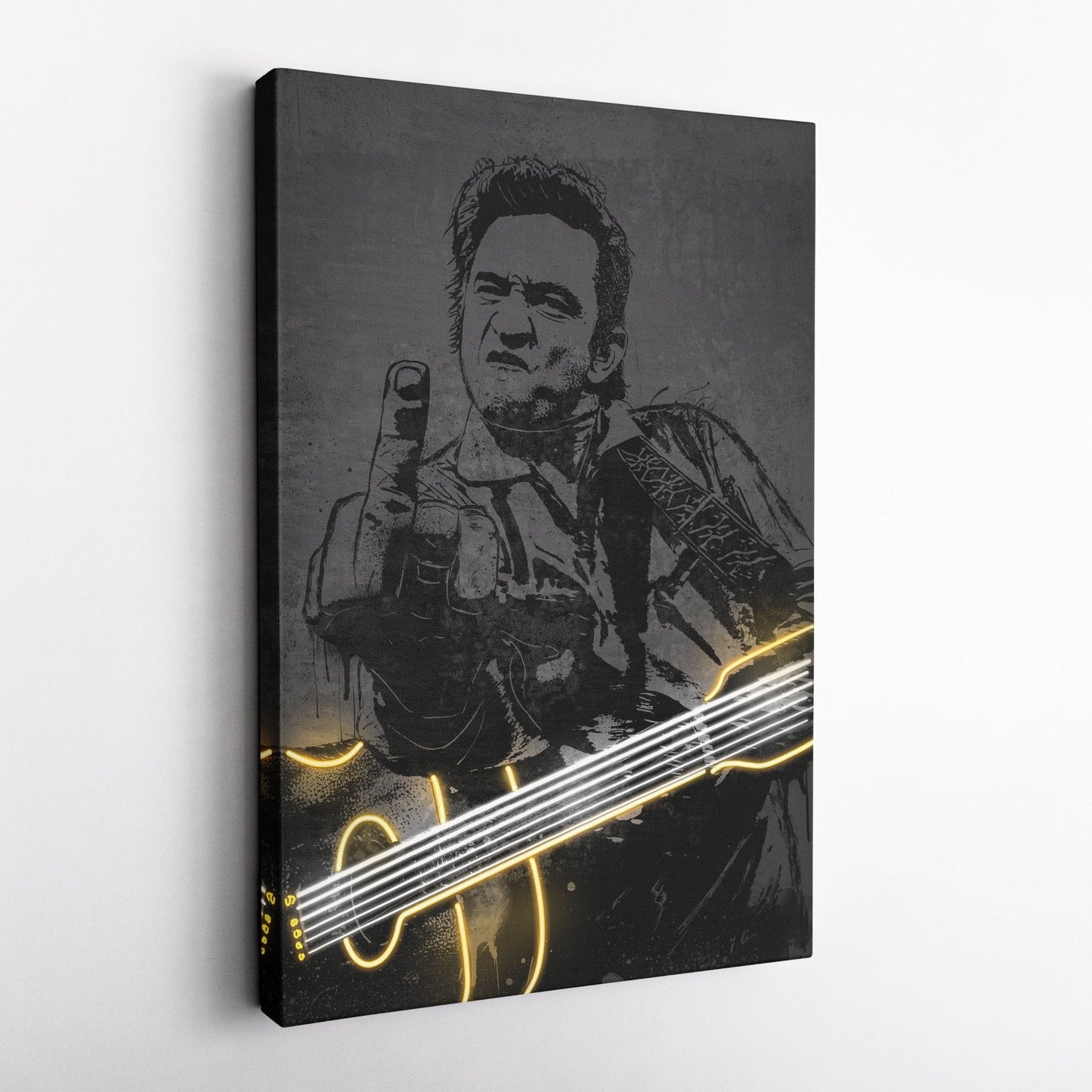 Johnny Cash Neon Canvas Art | Music Wall Decor