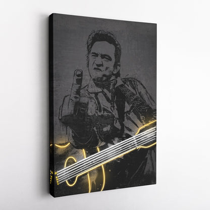 Johnny Cash Neon Canvas Art | Music Wall Decor