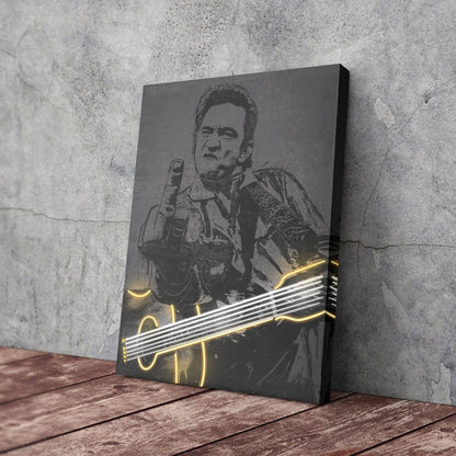 Johnny Cash Neon Canvas Art | Music Wall Decor