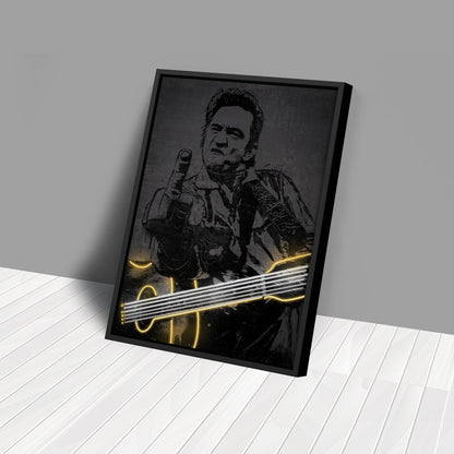 Johnny Cash Neon Canvas Art | Music Wall Decor
