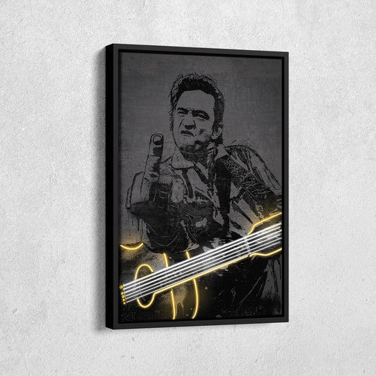 Johnny Cash Neon Canvas Art | Music Wall Decor