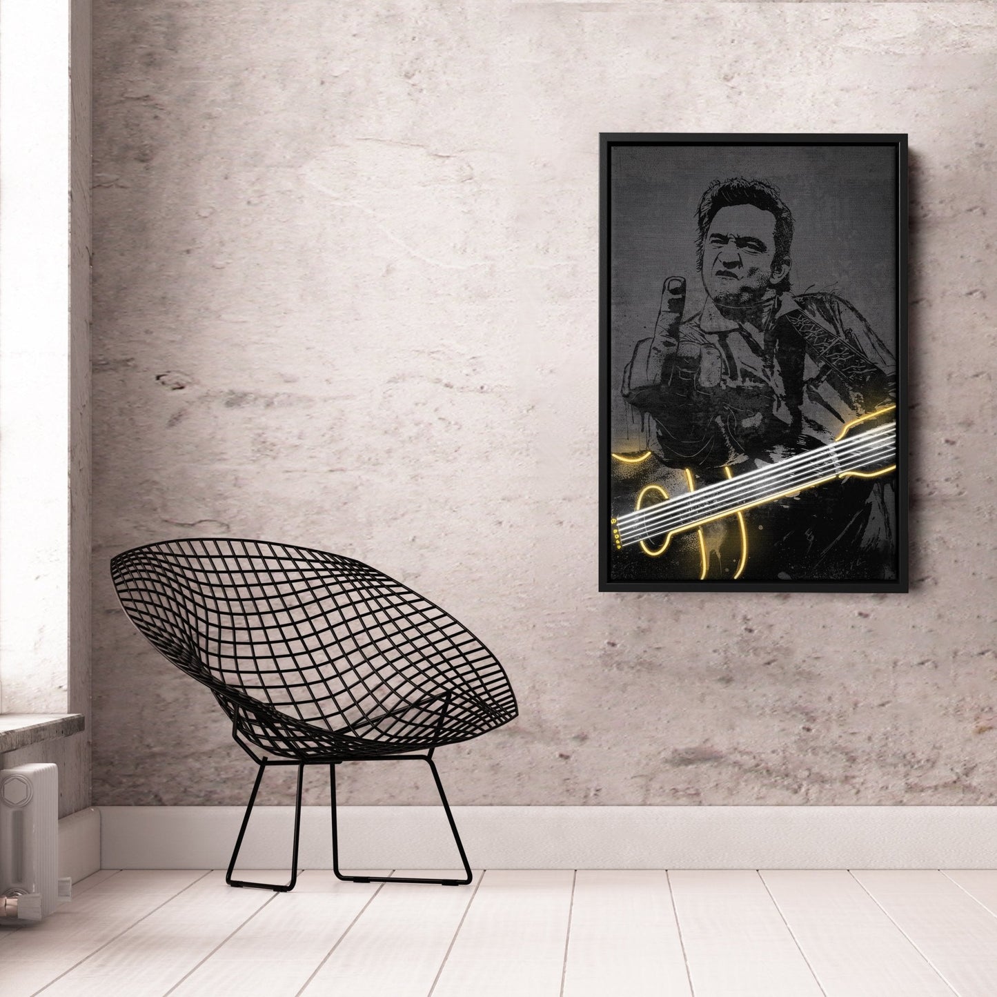 Johnny Cash Neon Canvas Art | Music Wall Decor