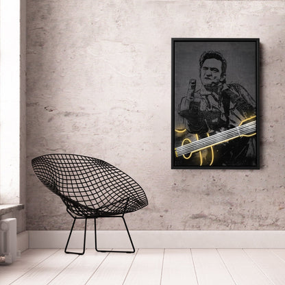 Johnny Cash Neon Canvas Art | Music Wall Decor