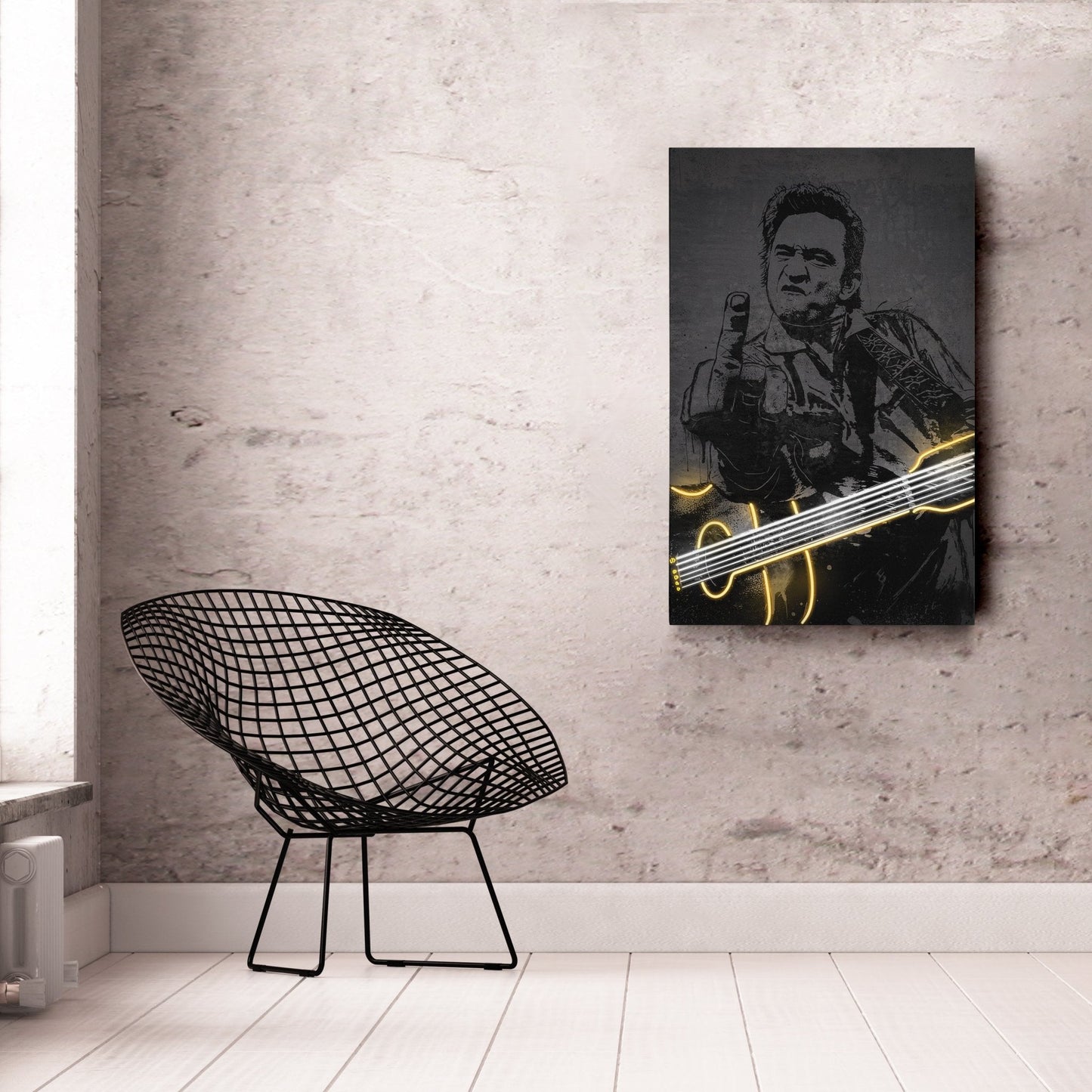Johnny Cash Neon Canvas Art | Music Wall Decor