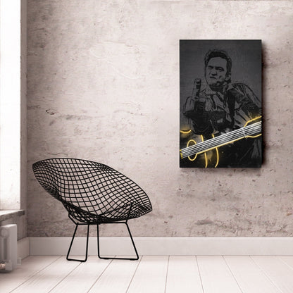 Johnny Cash Neon Canvas Art | Music Wall Decor