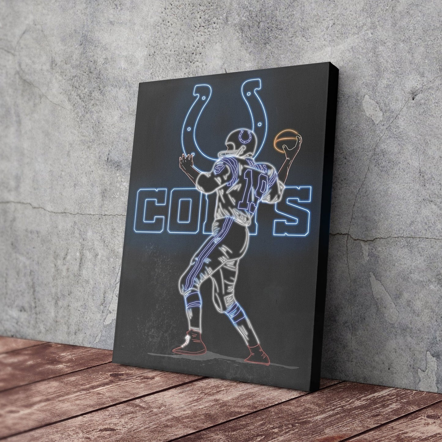 Johnny Unitas Neon Canvas Art | Colts Wall Decor