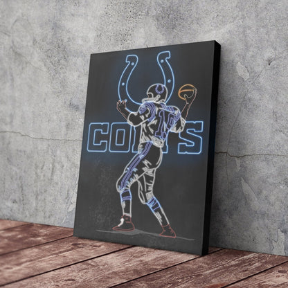 Johnny Unitas Neon Canvas Art | Colts Wall Decor