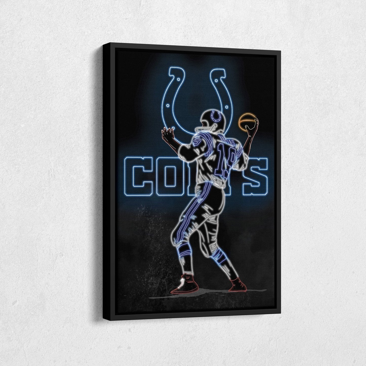 Johnny Unitas Neon Canvas Art | Colts Wall Decor