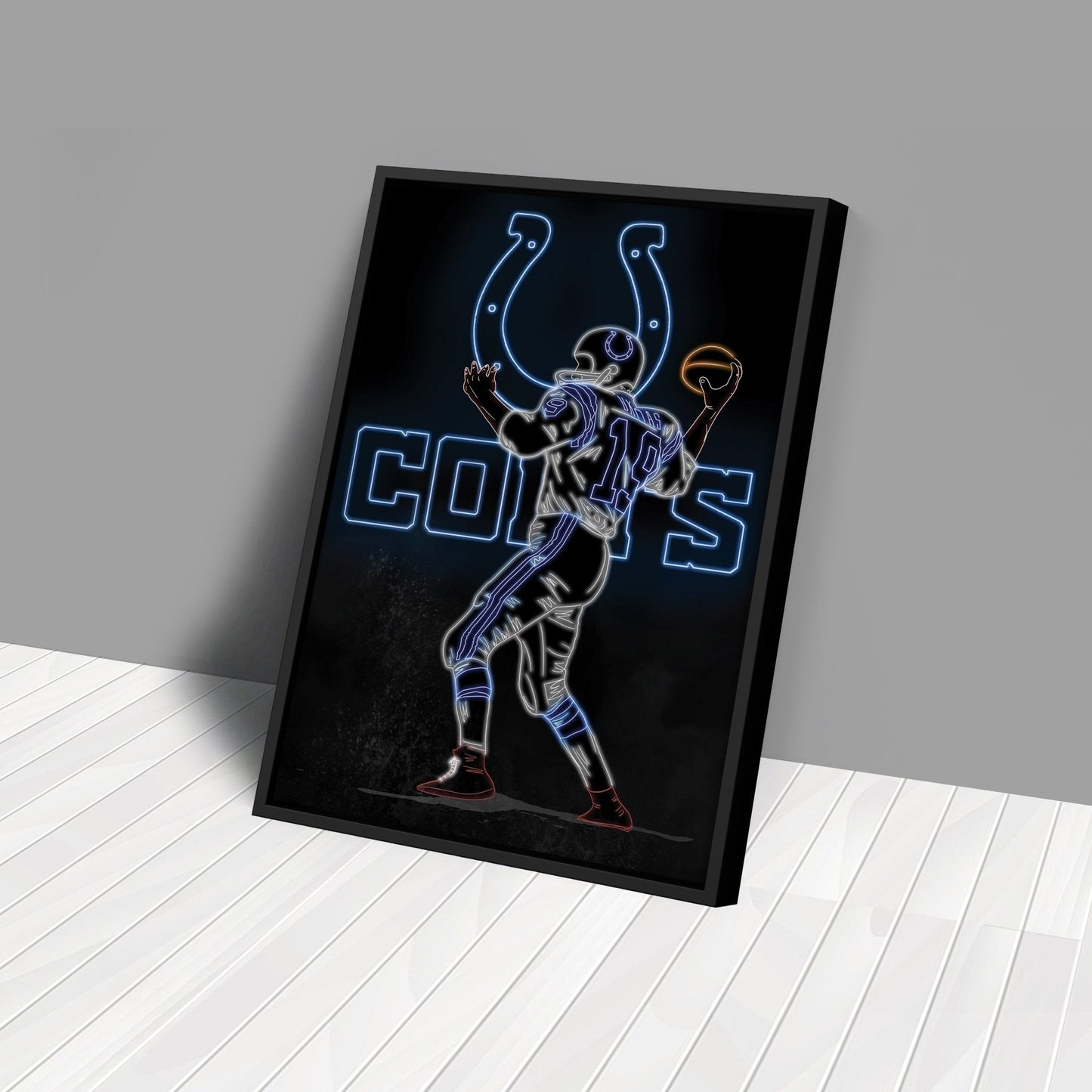 Johnny Unitas Neon Canvas Art | Colts Wall Decor