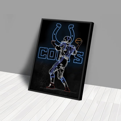 Johnny Unitas Neon Canvas Art | Colts Wall Decor