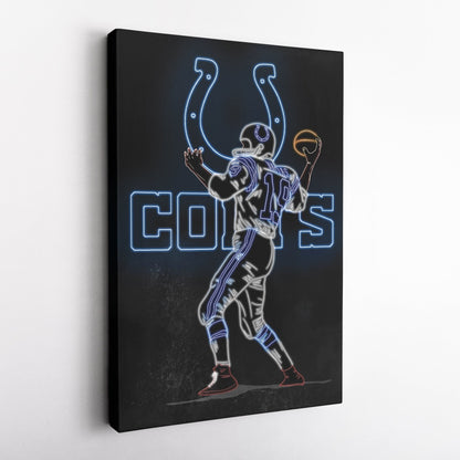 Johnny Unitas Neon Canvas Art | Colts Wall Decor