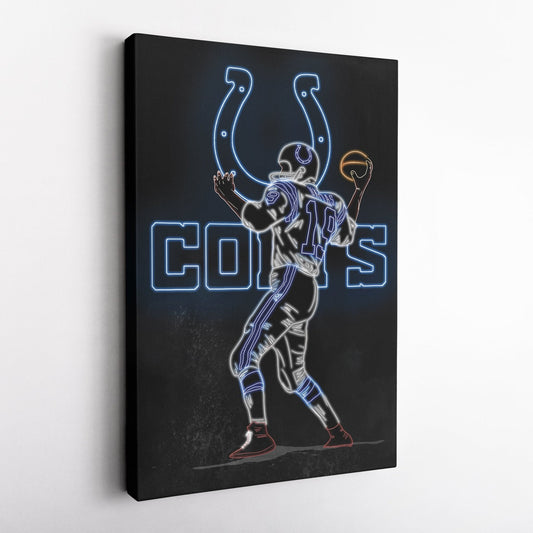 Johnny Unitas Neon Canvas Art | Colts Wall Decor